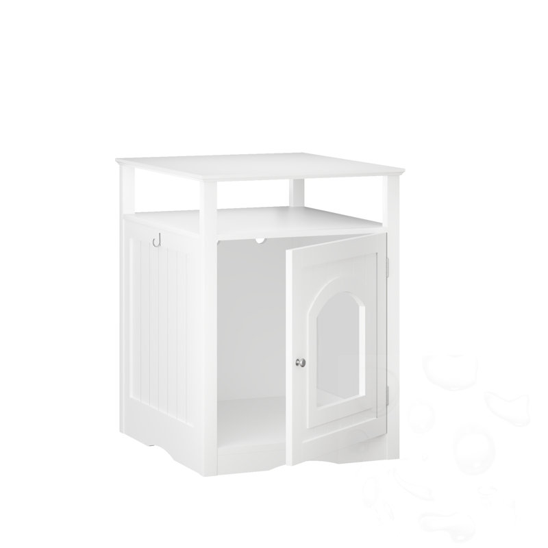 Mobilier moderne pour chat avec bac à litière intégré, maison d'intérieur en bois avec placard, meuble pour bac à litière dissimulé avec étagère de rangement, table d'appoint moderne pour chat, idéale pour le salon ou la chambre.