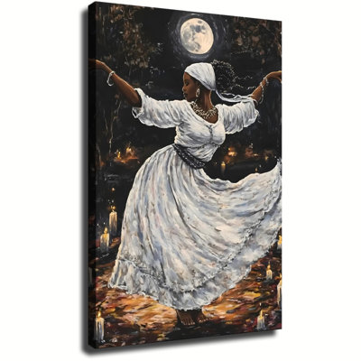 Wooden Framed Canvas Painting Artistic printing Elegant African-American dancer Unique and creative wall decor