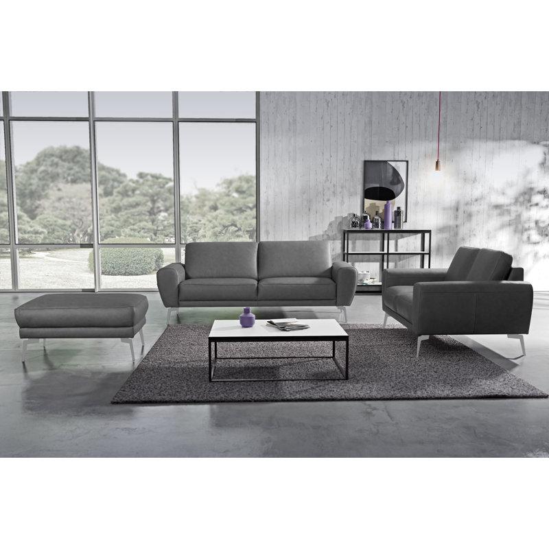 Kilmarnock Genuine Leather 3-seater Sofa, Grey