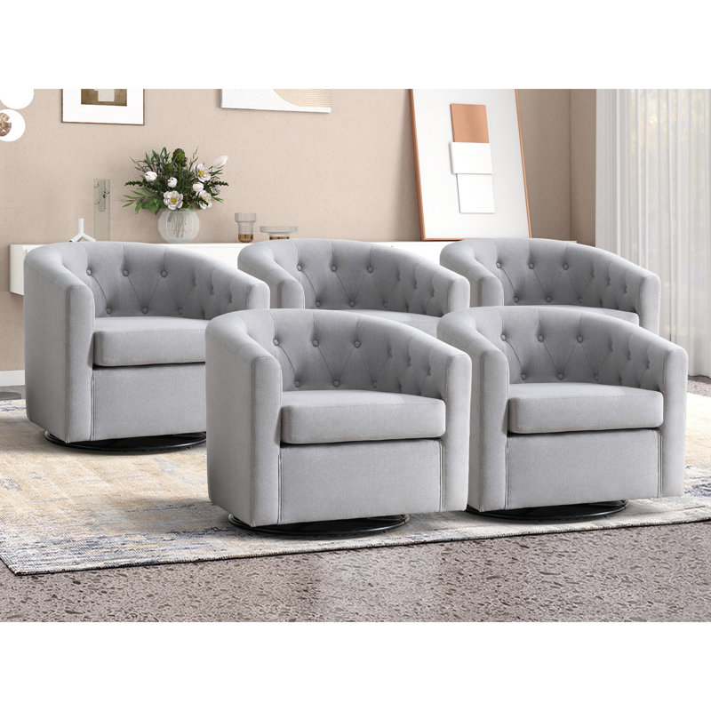 Ensemble de 5 chaises d'appoint Palopo, Lin gris pâle