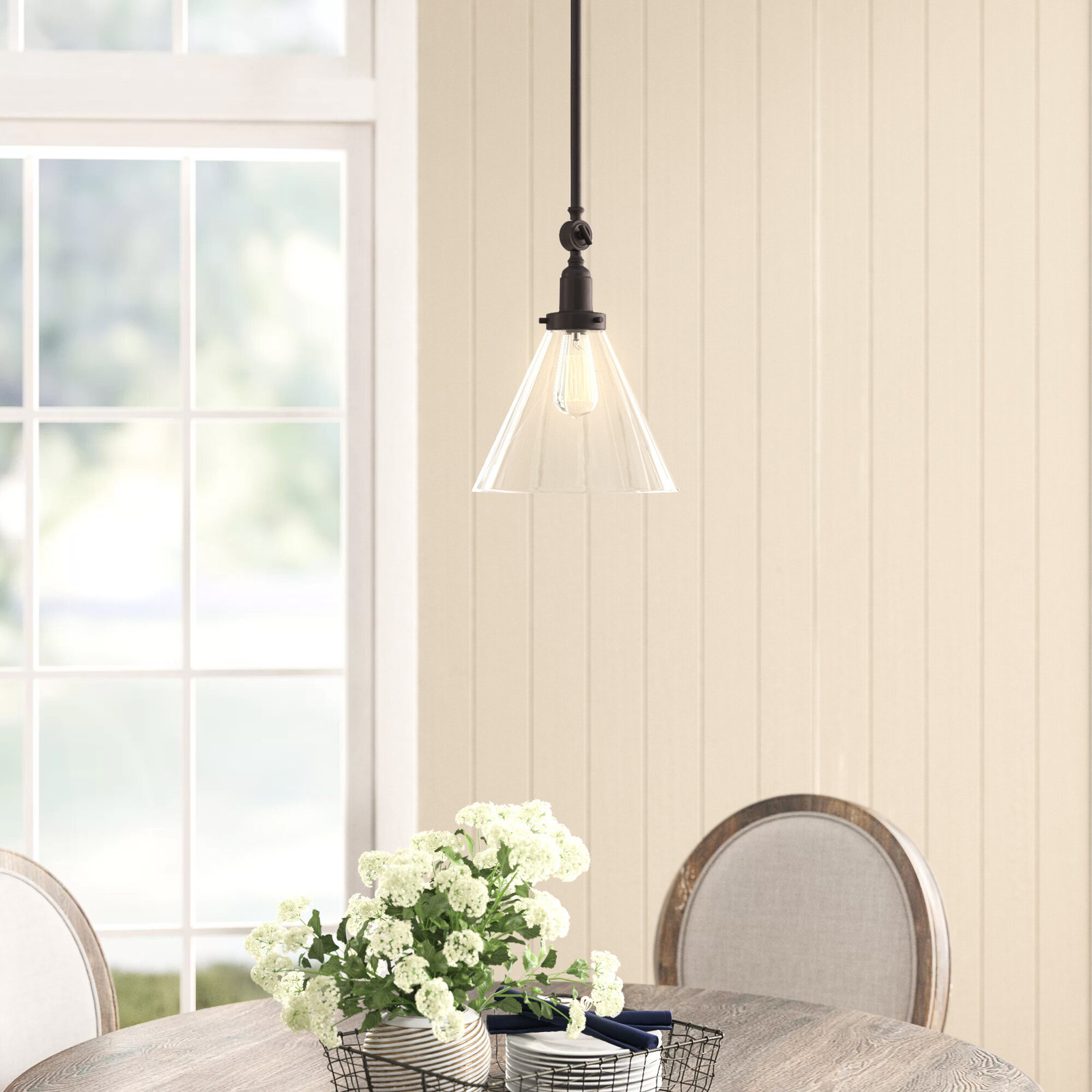 Catalina Dimmable Glass Single Light Pendant, English Bronze