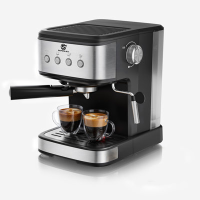 SUPERLEX 15 Bar Espresso Coffee Machine, 1100W Stainless Steel Coffee Maker with Milk Frother Steam Wand, 1.5L Water Tank, Single & Double Shot, Easy to Use for Beginners, Home & Office