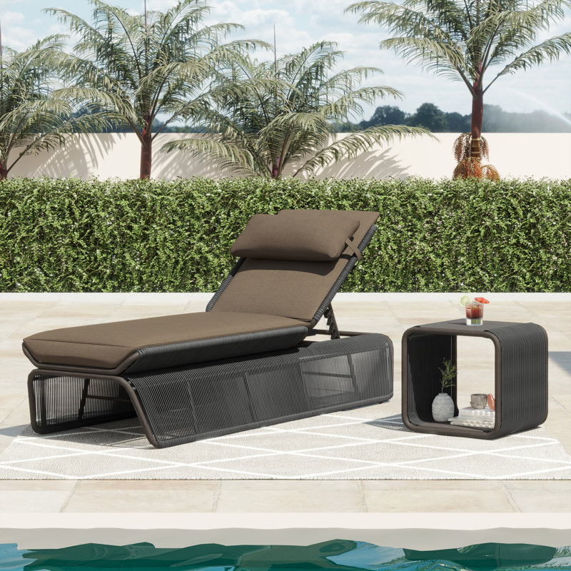 Chaise longue avec table Harper, Gris foncé, Caribou