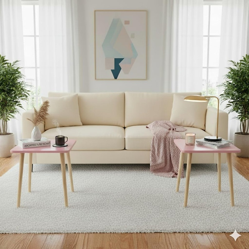Ensemble de 2 tables d'appoint, tables d'appoint modernes et tables d'appoint pour petits espaces, décoration intérieure en bois, assemblage facile