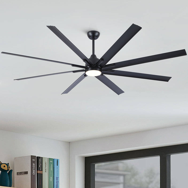 Très grand ventilateur de plafond noir 84 pouces avec télécommande 8 pales