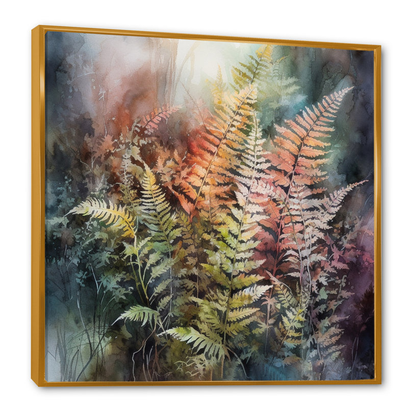 Morgantown Grace Of Ferns sur impression sur toile, H 30 po x l 30 po x P 1 po, Cadre flottant doré