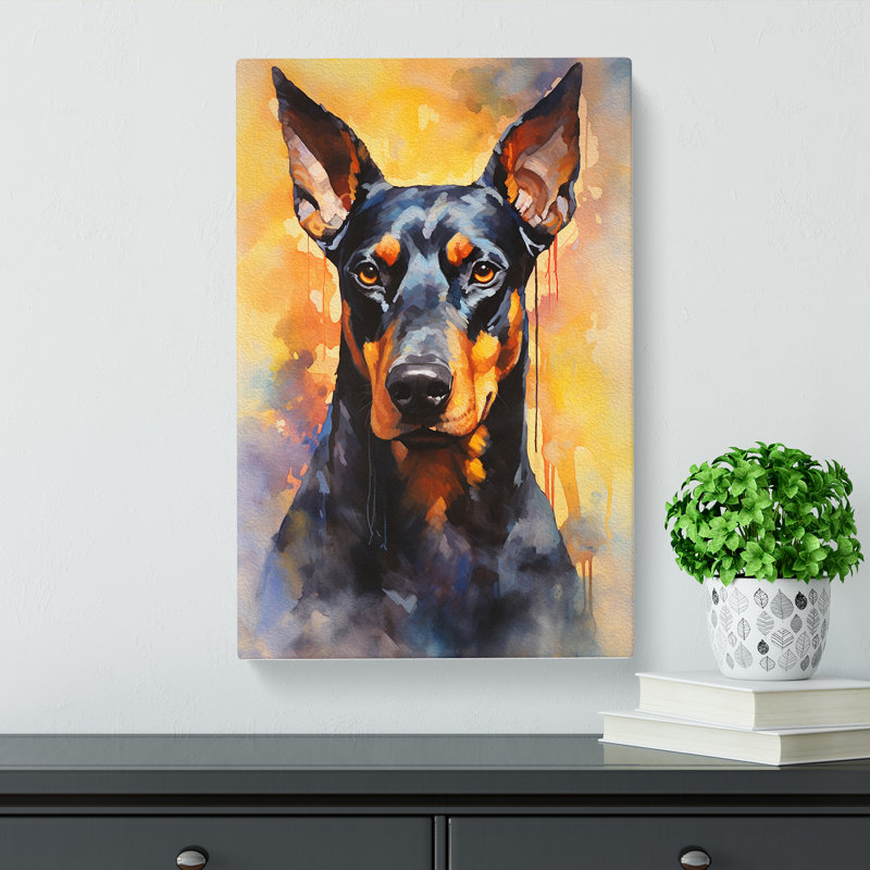 Doberman Contemporary - Print on Canvas, 50cm H x 35cm W x 3cm D
