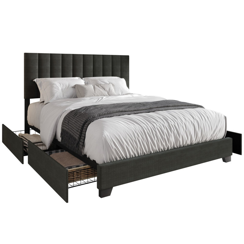 Kocis Upholstered Storage Platform Bed, Full , Charcoal Gray