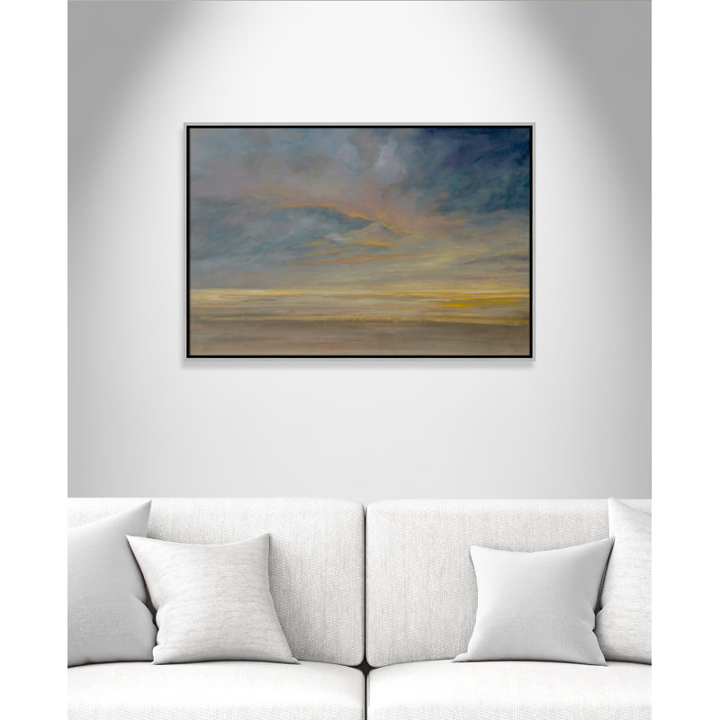 Saffi Dawning Unrest - Floater Frame Painting on Canvas, 25.5" H x 37.5" W, Silver