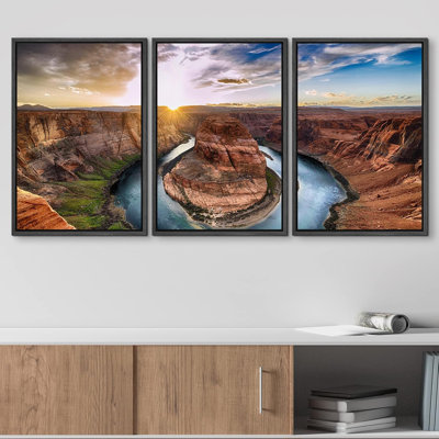 Nature Landscape " Sunset At Horseshoe Bend, Colorado River, Grand Canyon National Park, Arizona USA " 3 - Pieces