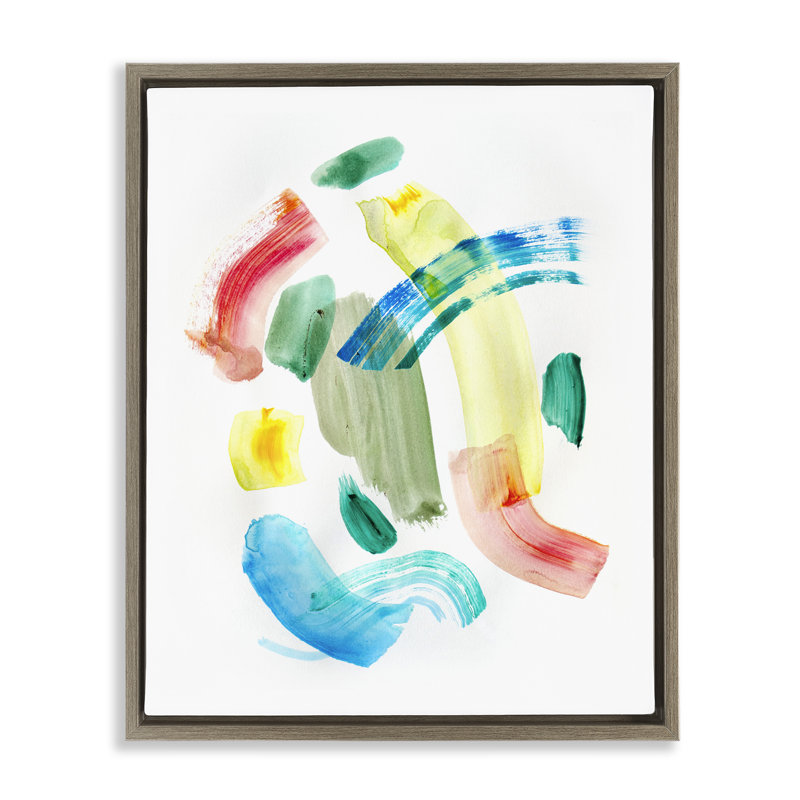 Cadre flottant rétro avec courbes et abstraction, design par Gemma Bardot, H 21 po x l 17 po, Cadre flottant orme Montalcino