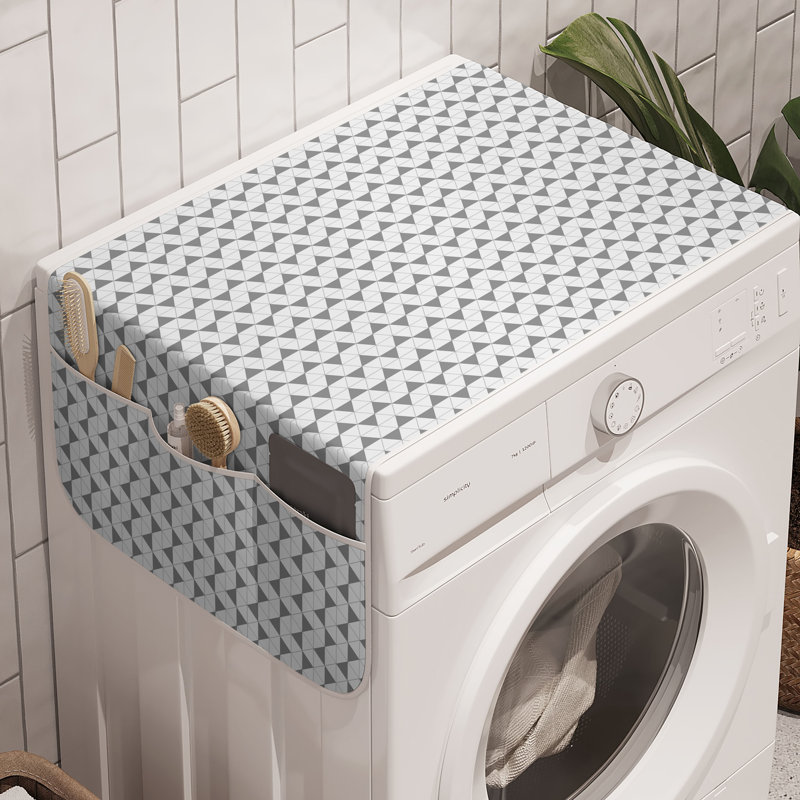 East Urban Home Neutral Washing Machine Organizer Pack of 2 47" x 18.5" Dimgray and White