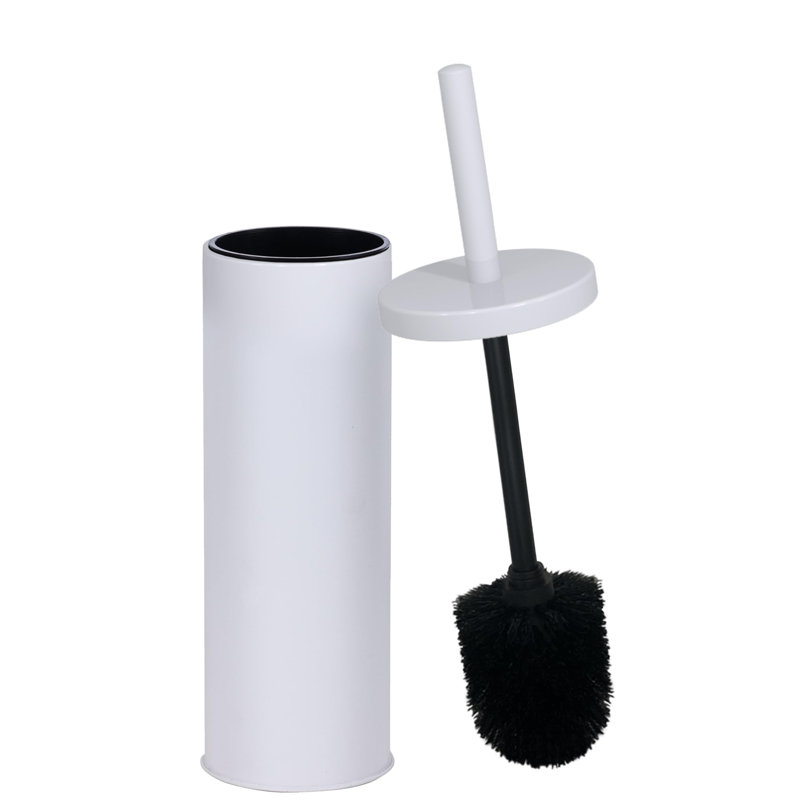 Brosse de cuvette de toilette profonde et robuste avec support, Blanc mat