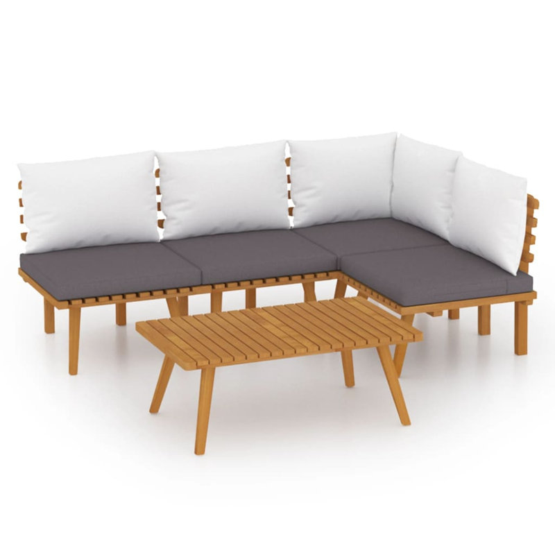 Ensemble de salon de jardin extérieur gris foncé et blanc
