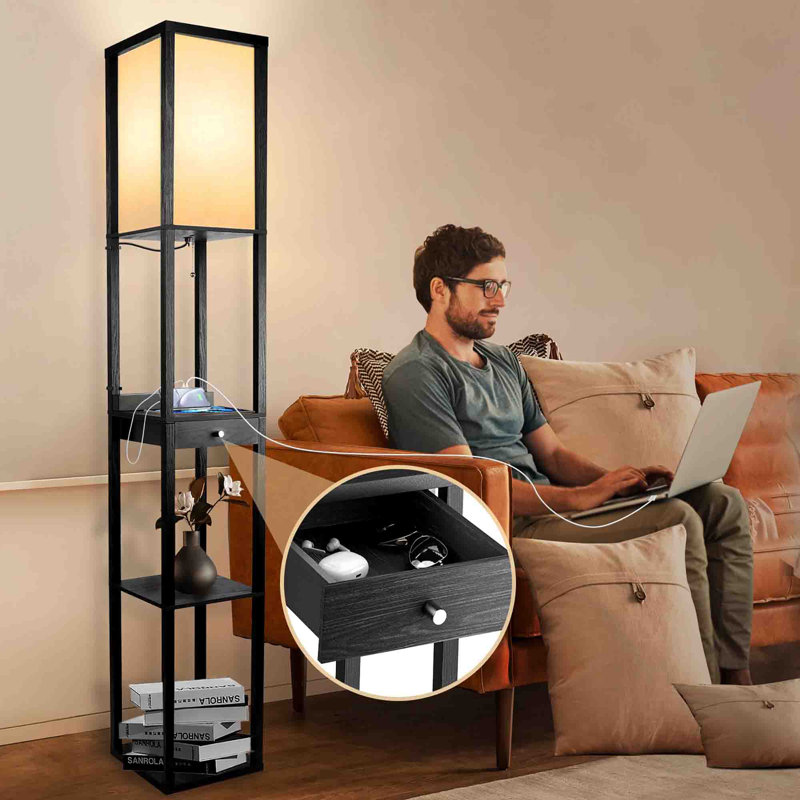 Rejeania 160cm Column Floor Lamp, Black