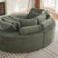 Fauteuil inclinable rond en velours côtelé de 78,5 pouces, convertible en deux fauteuils inclinables, canapé-lit 2 en 1 et coussins décoratifs avec cinq coussins décoratifs-115182540
