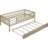Twin Size Daybed With Trundle And Fence Guardrails In Natural - Long-lasting Durability Wood Protective Quality-967989526-967989521