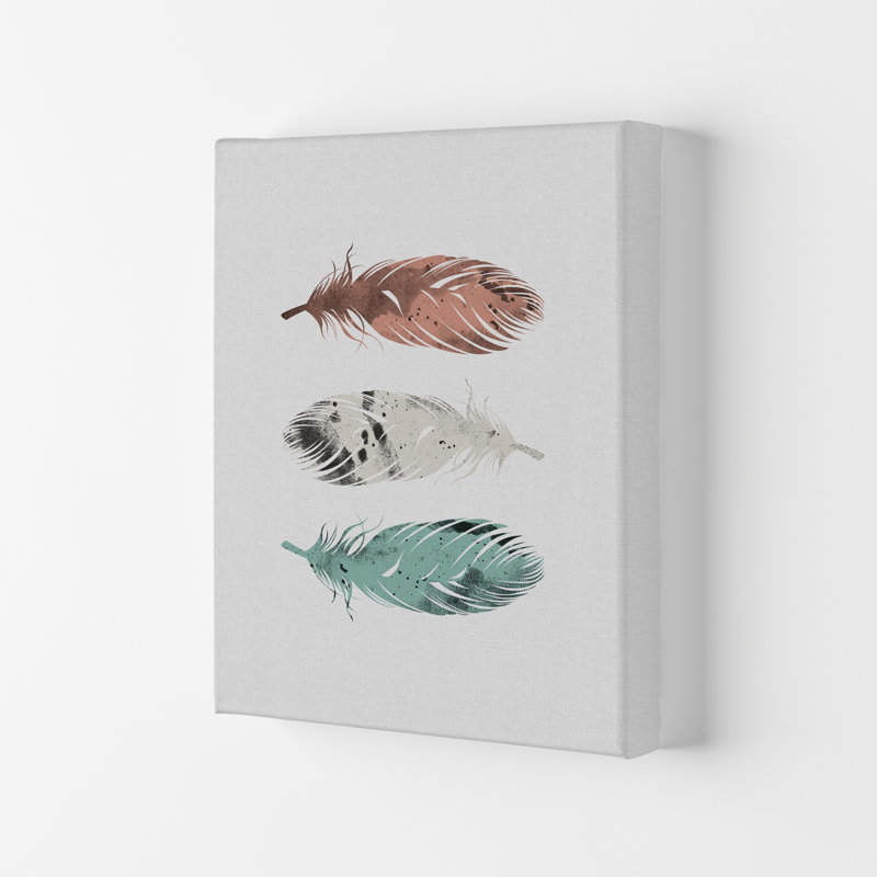 Pastel Feathers - Print, 84.1cm H x 59.4cm W x 4cm D, Wrapped Canvas