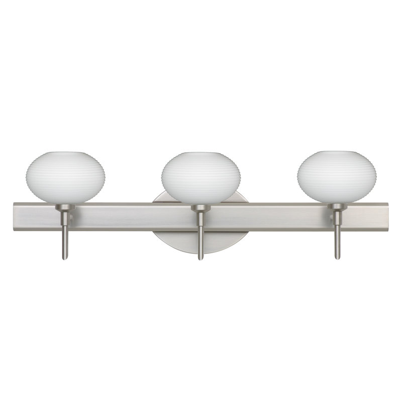 Éclairage pour meuble-lavabo 3 lumières Lasso, Nickel satiné, Opale matte, Incandescent