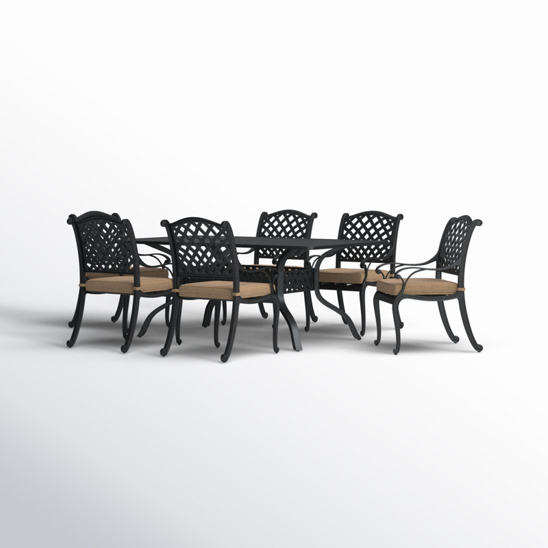 Frazee 7-Piece Patio Dining Set with Cushions and 42 x 72" Rectangular Dining Table