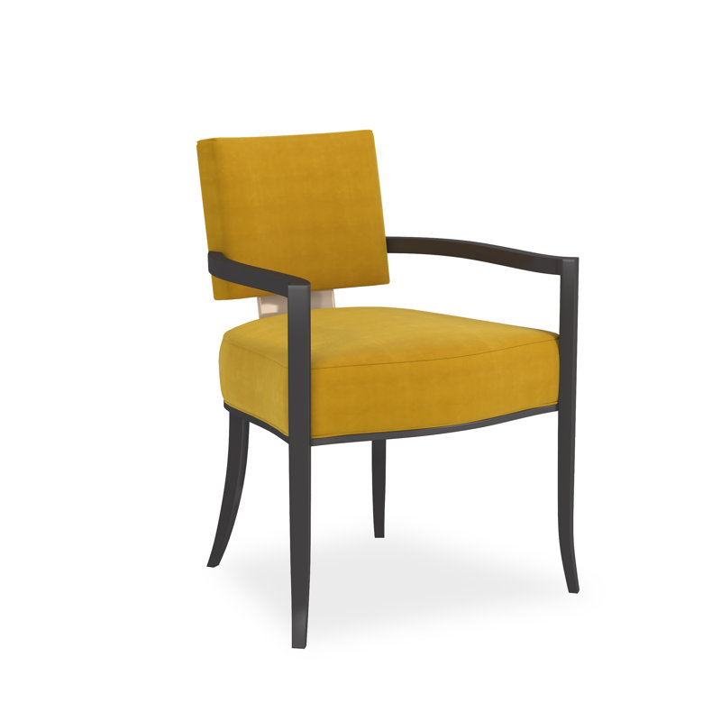Caracole Classic Upholstered Arm Chair, Black/Gold, Yellow