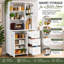 Armoire de cuisine avec portes, tablettes, organisateur de rangement autoportant blanc pour la nourriture, la vaisselle, les appareils électroménagers, la salle à manger, la buanderie, la buanderie