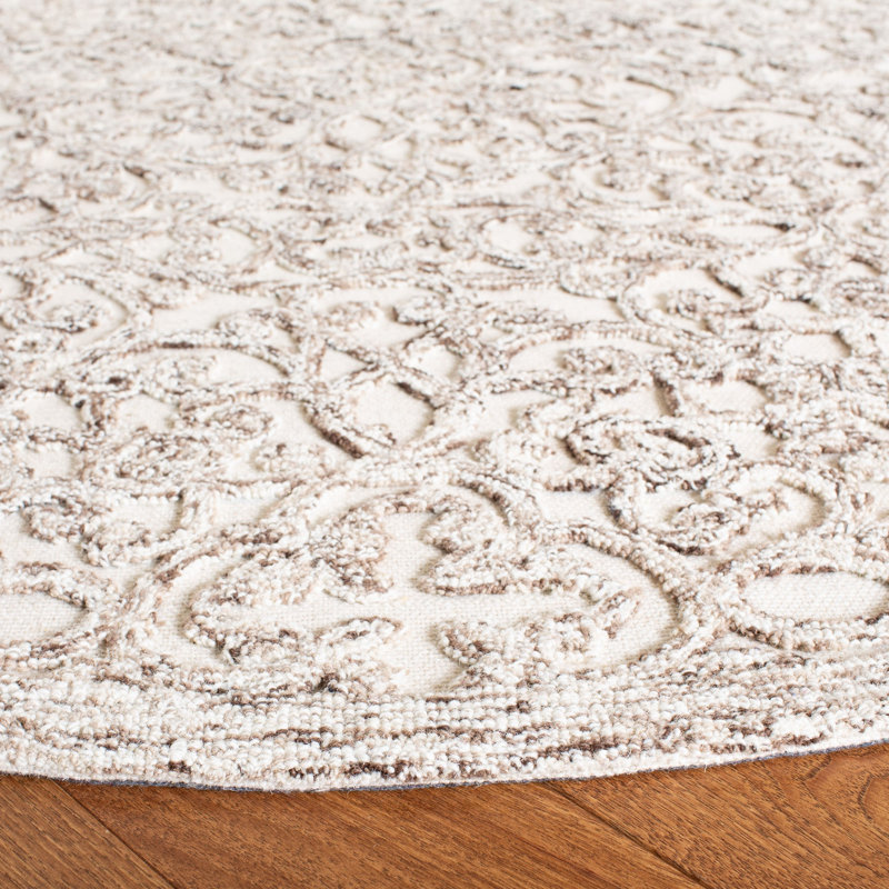 Sarina Trace Hand Tufted Wool And Cotton With Latex Geometric Rug, Round 8'
