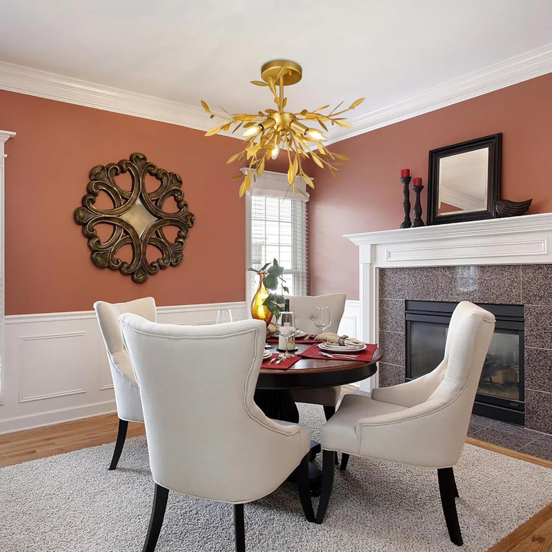 Golden Leaf Semi Ceiling Light