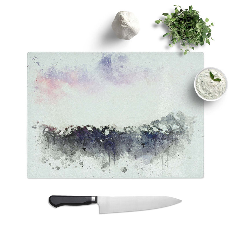 Tempered Glass Sunrise over Aoraki Mount Cook Chopping Board, 28.5 cm W x 20 cm L