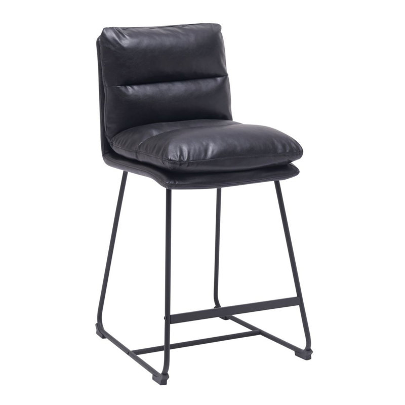 Tabouret de comptoir en similicuir noir de 26 po Marlow (ensemble de 2), Noir