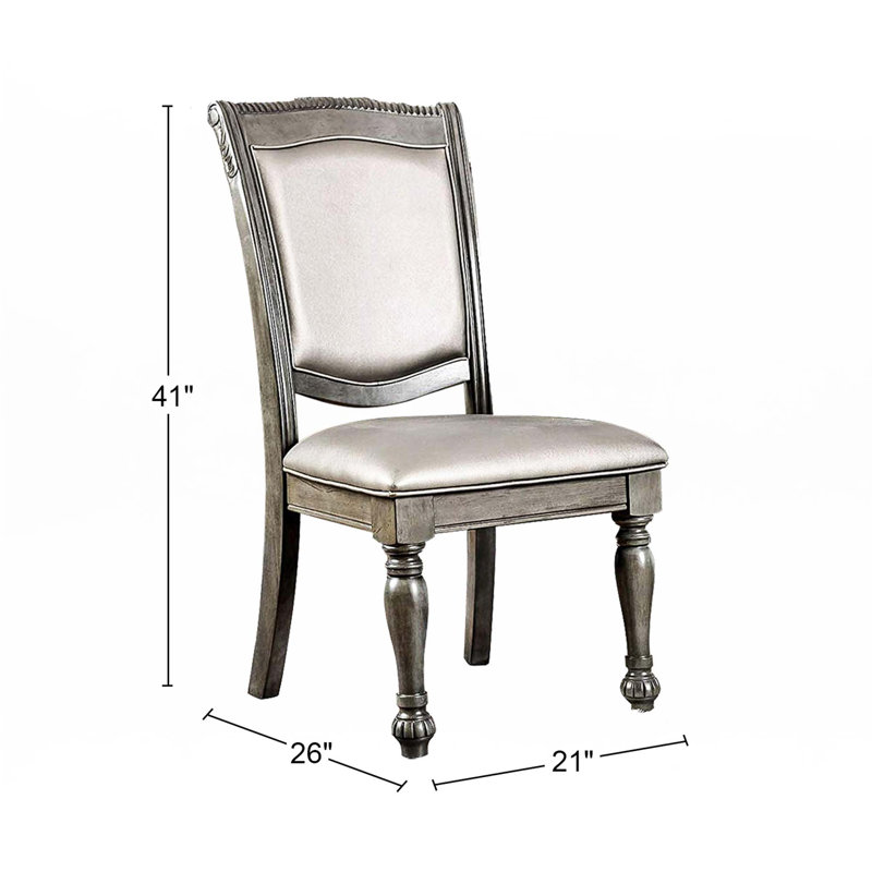 Chaise en bois massif Mhora, Gris, Argent argent