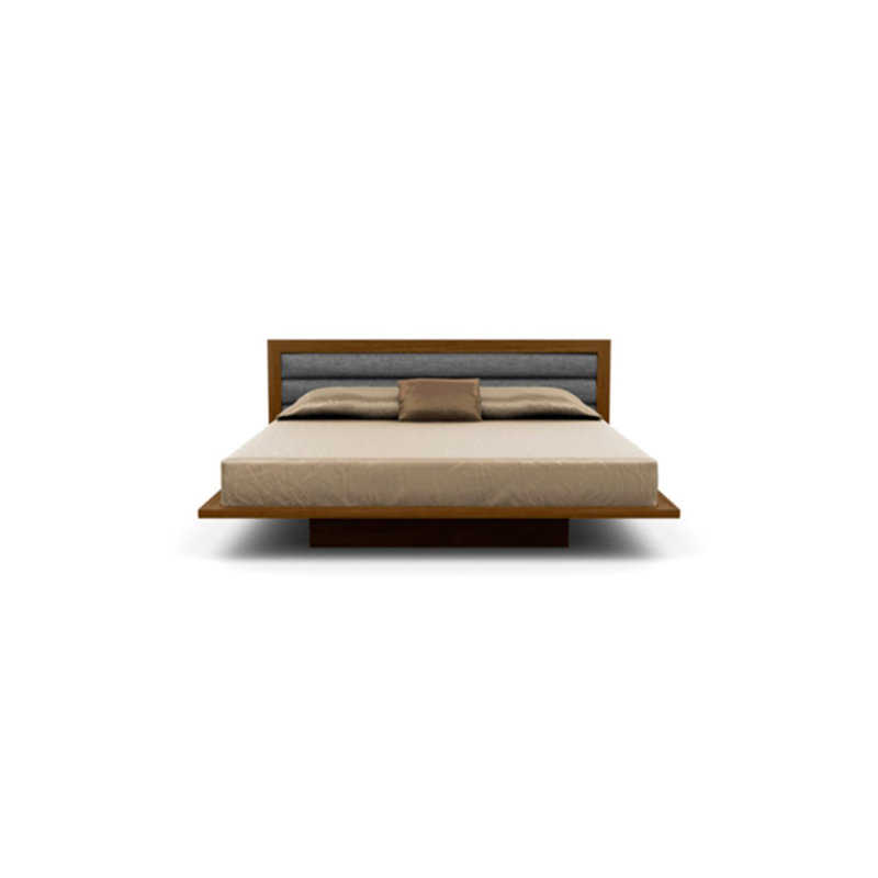 Moduluxe Upholstered Bed, King, Natural Walnut, Hemp Fabric