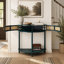 Table d'appoint demi-lune unique avec porte en rotin, console d'entrée élégante en demi-cercle avec tablette inférieure