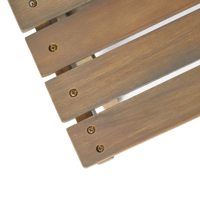 Outdoor Table In Grey Wood, 19.85X19.85X12.48, Open Slat Feature Construction Wood Furniture, 19.85W X 19.85L 12.48H,