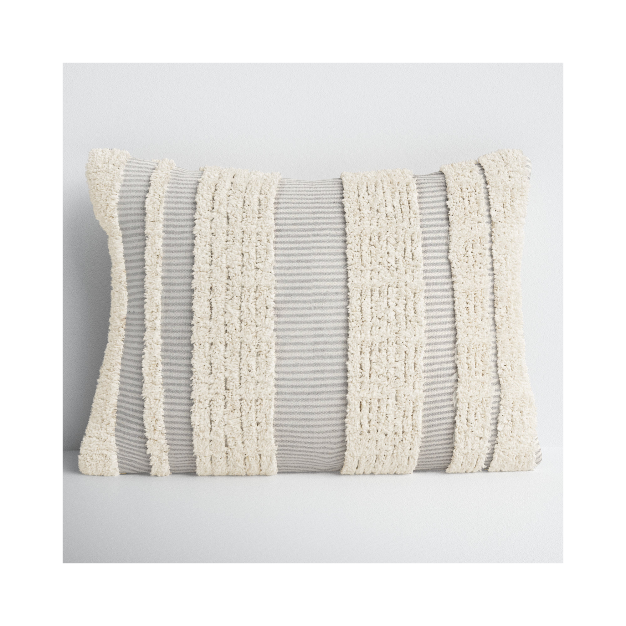 Horace Striped Cotton Throw Pillow, Gray