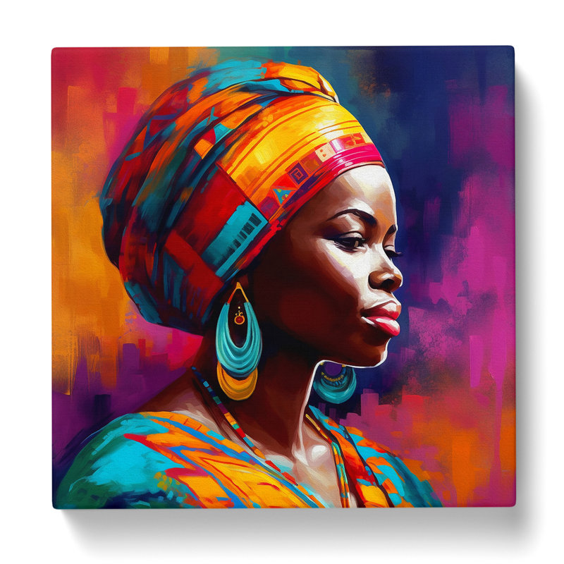 African Woman Colour Field Painting No.2 - No Frame Print, 50cm H x 50cm W x 3cm D