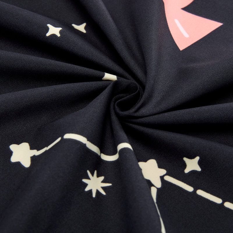Kids Galaxy Reversible Duvet Cover Set, Twin Duvet Cover + 1 Standard Sham, Black/Pink