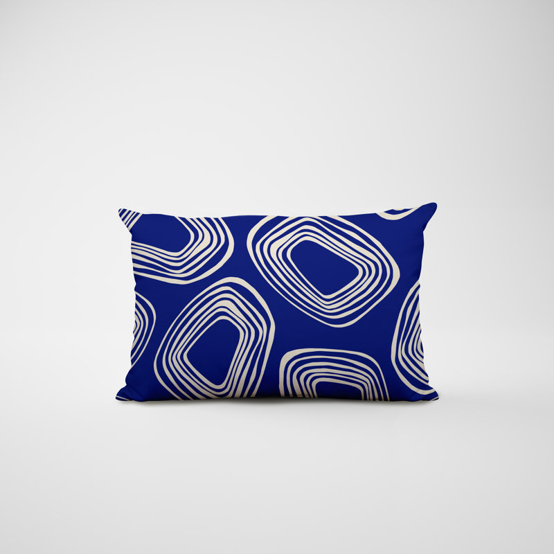 Housse et insert de coussin rectangulaire en polyester pour l'intérieur et l'extérieur, Bleu marine