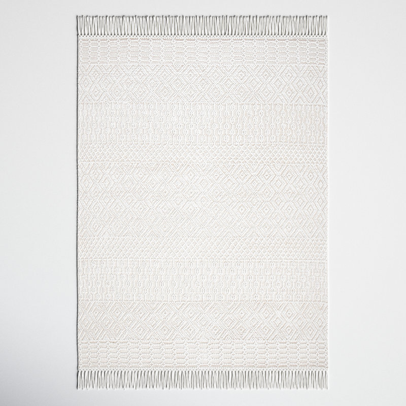 Southwestern Handmade Flatweave Ivory Area Rug, Rectangle 9' x 12'