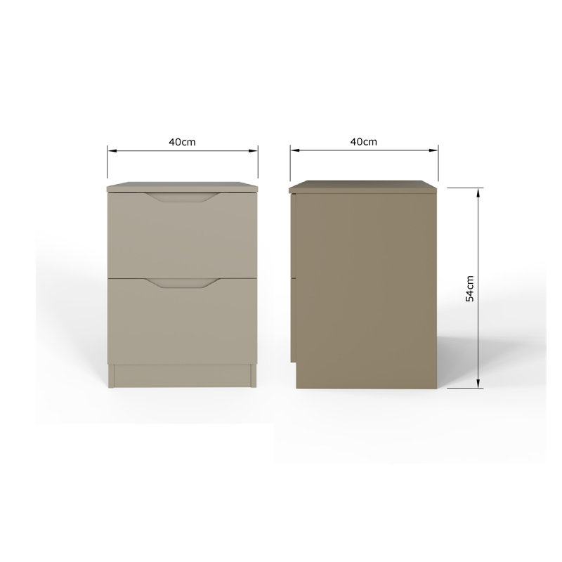 Groove Handled 2 Drawer Bedside, Sandstone