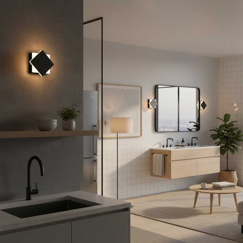 9W LED Wall Sconce Lighting Fixture, Matte Black