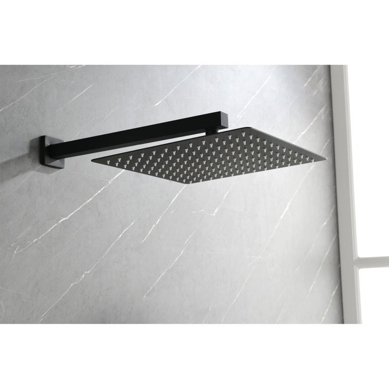 Matte Black Shower System With Superior Quality Components: Head, Hand Shower, Hose, Valve Trim, Lever Handles, Niche - And Stable Head Shower: Easy To Clean