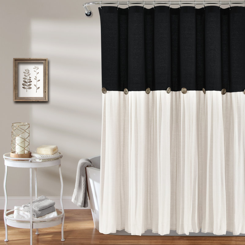 Ruya Polyester Blend Shower Curtain, Black/White, 183cm W x 183cm L
