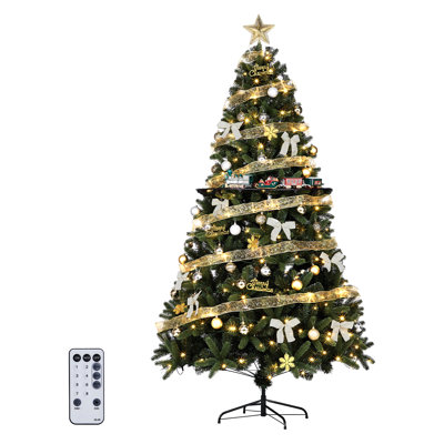7.5FT  Pre Lit Christmas Tree with Music Train Decor Remote Controlled Xmas Tree