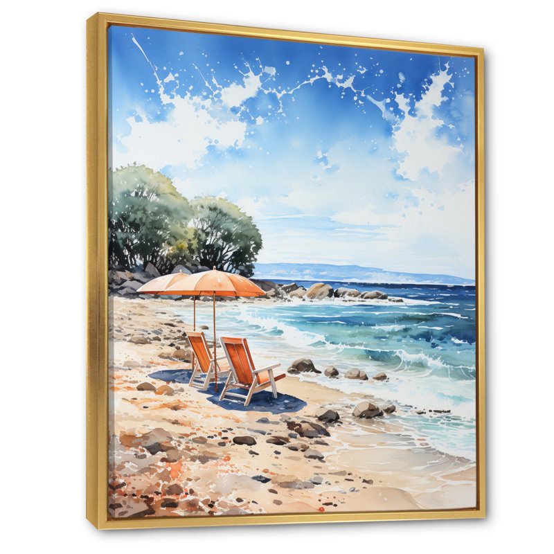 Parasol de plage Splash II - imprimé, H 20 po x l 12 po x P 1 po, Cadre flottant doré