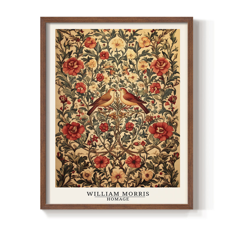 Imprimé encadré en bois massif de la série CCMW de William Morris, Noyer, H 15 po x l 12 po
