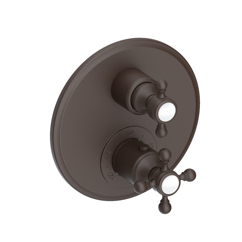 Astor 1/2" Round Thermostatic Trim Plate With Handle, French Gold (PVD)