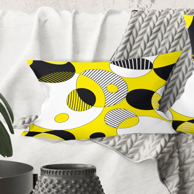 Circular Abstract Retro Geometric I - Mid-Century ModernPrinted Throw Pillow