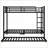 Full Over Full Metal Bunk Bed with Twin Trundle, 500LBS Max Capacity, Black - No Box Spring Needed-1157105923