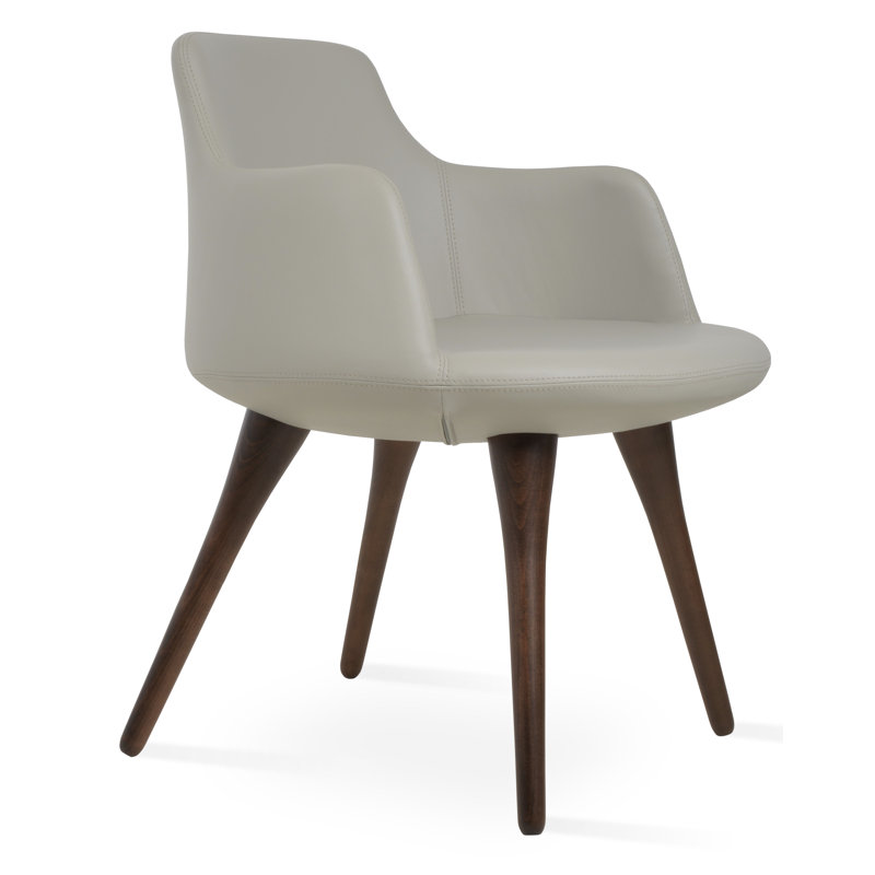 Chaise avec accoudoirs en bois Dervish, Gris clair